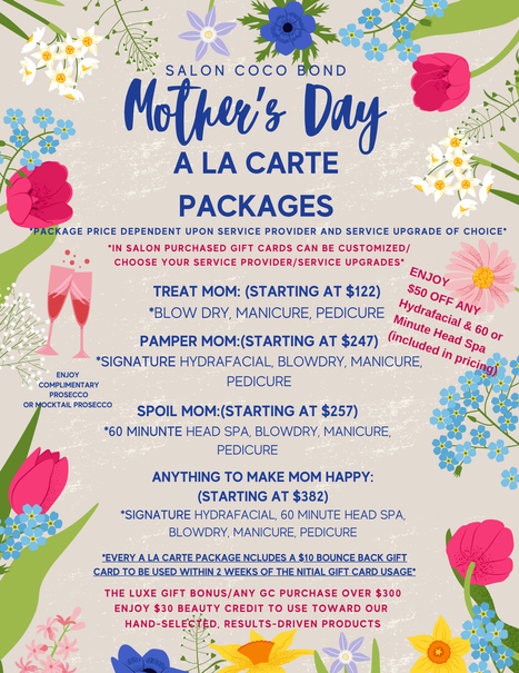 Mother’s Day A La Carte Packages