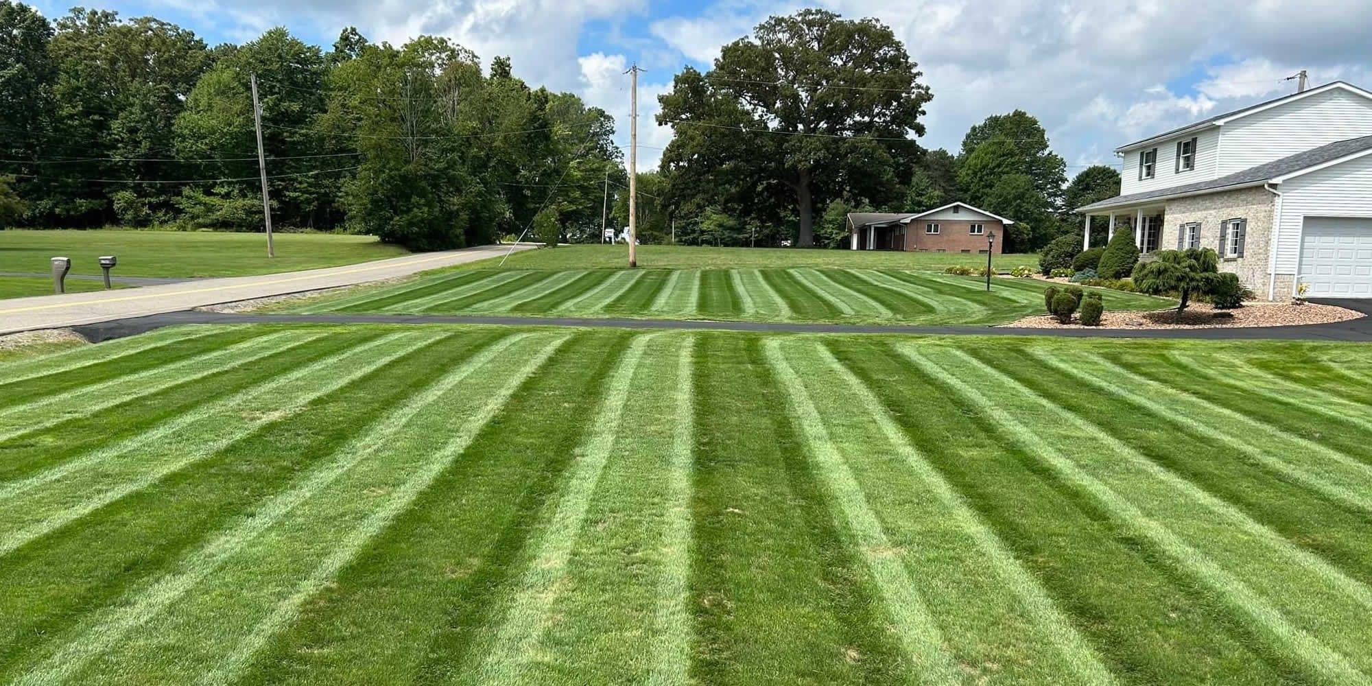 mowed yard with lawn stripes mowed yard with lawn stripes