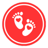 infant footprints with hearts icon infant footprints with hearts icon