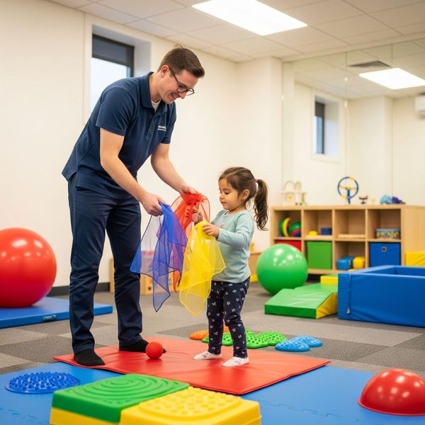 Caretaker and child playing. Caretaker and child playing.