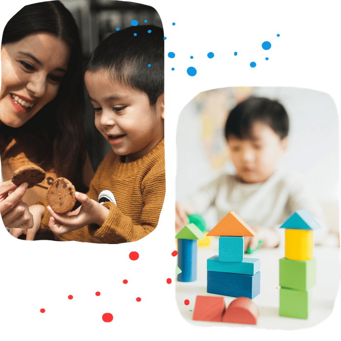 children with autism and smiling therapist children with autism and smiling therapist