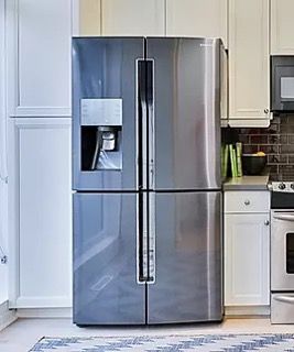 Stainless steel double door fridge with water dispenser