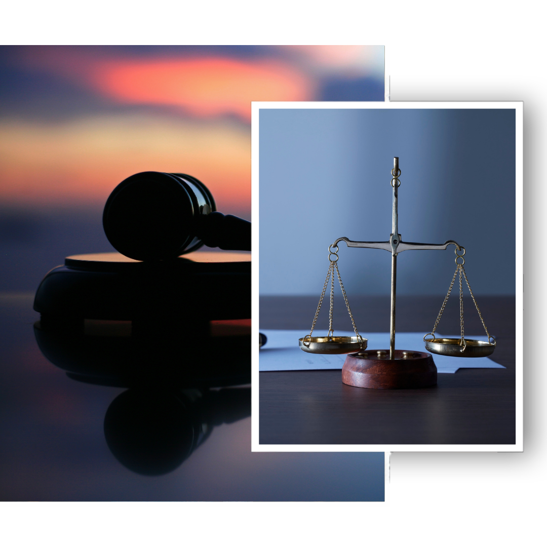 image of a gavel and scales of justice side by side. 