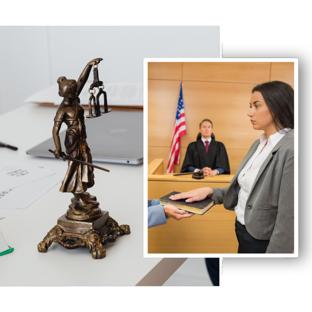 Witness taking an oath in the court room