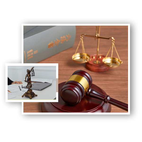 two images representing legal issues side by side. 