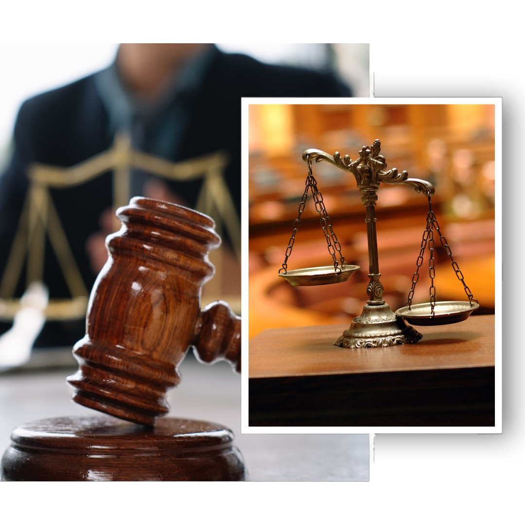 two images representing legal issues side by side. 