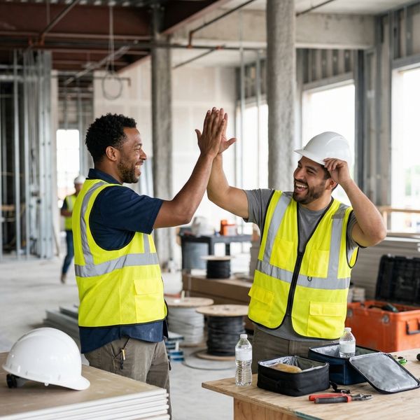 Two electricians giving each other a high-five
