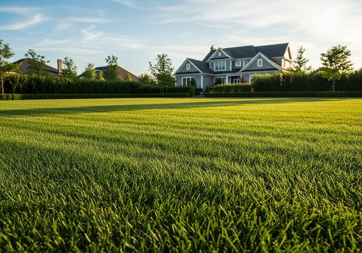 Lush Green Lawn Leading to a Beautiful Suburban Home