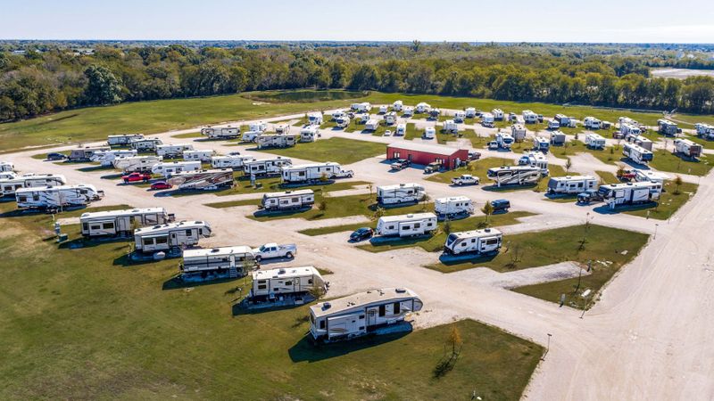 drone view of full Holiday RV Park