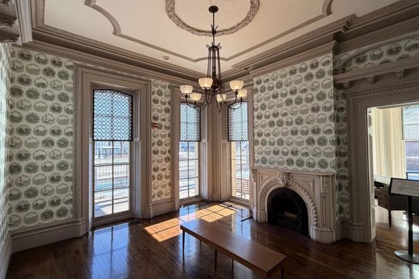 Open dining room with professional wallpaper