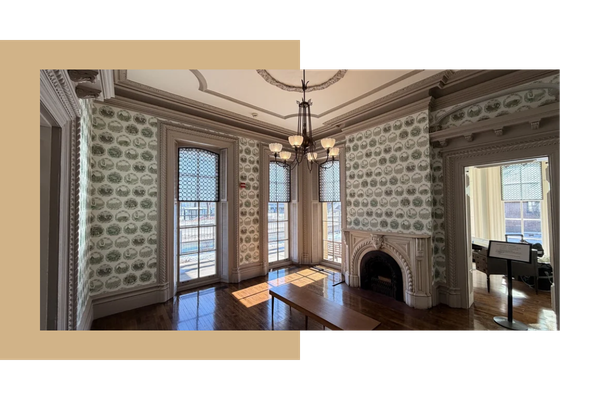 Open dining room with professional wallpaper design