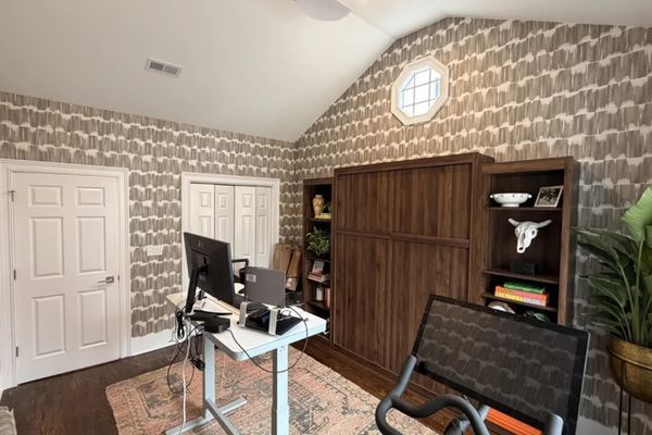 Grey and white office wallpaper design