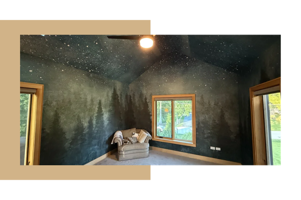 Painted wallpaper of a night sky