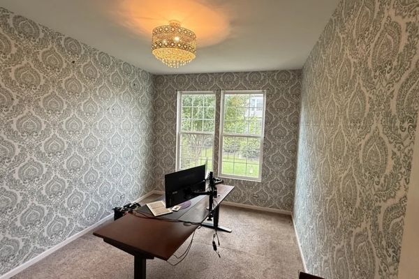 Green office space wallpaper design