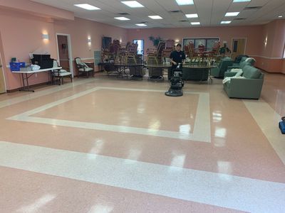 Vinyl Tile Cleaning in Progress