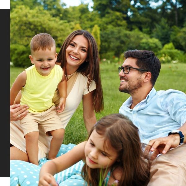 happy family together at park happy family together at park