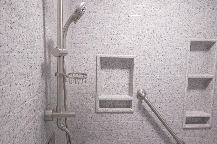shower with modern tile