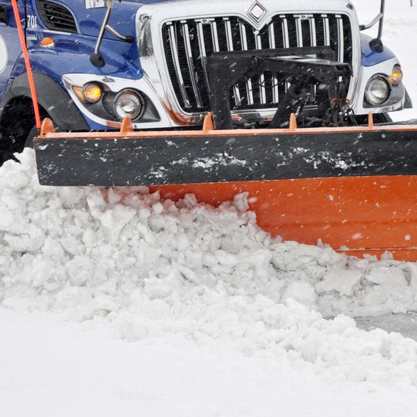 Orange Snow Plow Plowing Snow