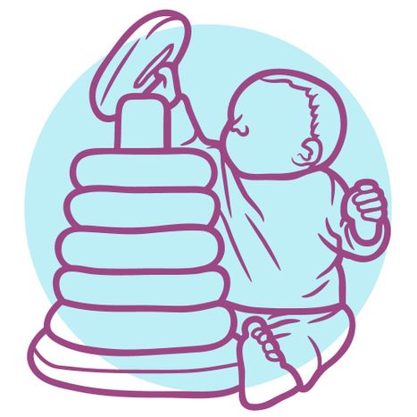a baby playing with stacking rings icon