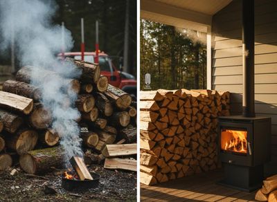 Firewood Comparison: Campfire vs. Wood Stove with Moisture Levels