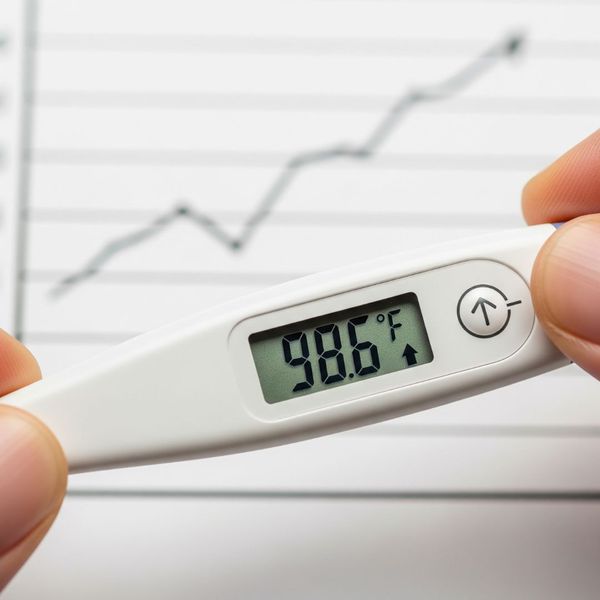  A digital basal thermometer showing a slight temperature increase