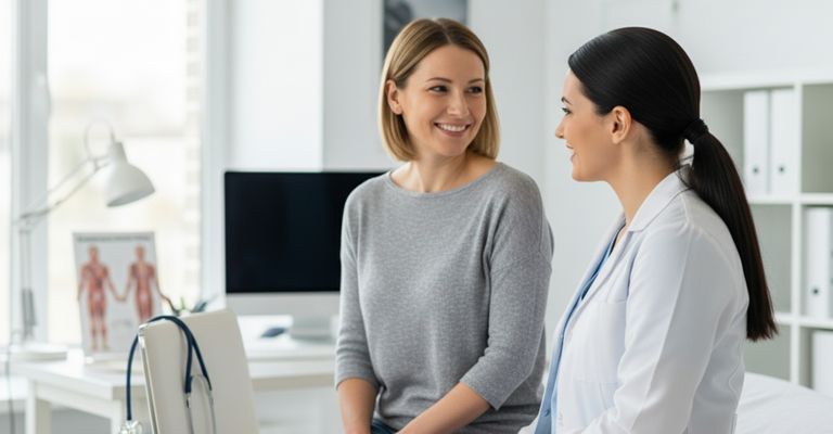 woman talking to doctor