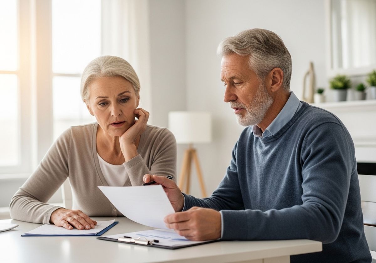 Concerned Mature Couple Reviewing Documents