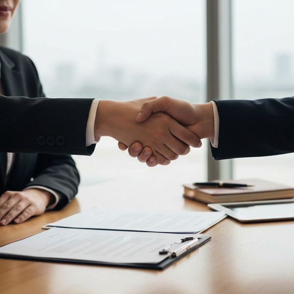 Hands are shown across a table Hands are shown across a table