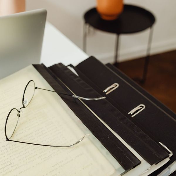 Binders of documents.