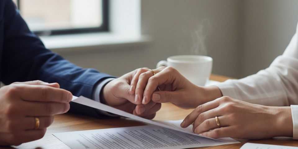 Hands signing a legal document