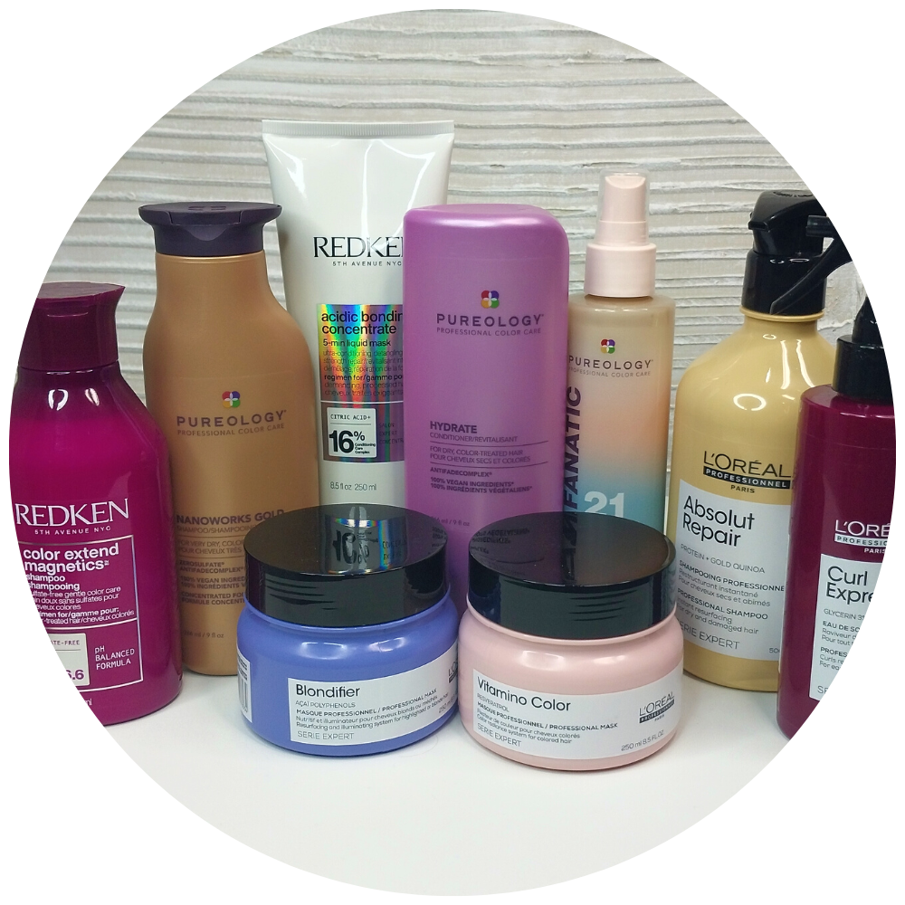 A collection of hair care brands sold by Salon Biyoshi Salon Biyoshi Hair Care Products