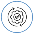 icon of gear and rotating circle