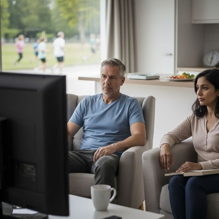 Unhappy man in the living room Unhappy man in the living room