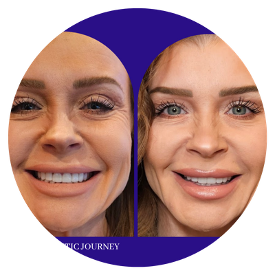 A before & after of a women's face after micro-needling treatment.