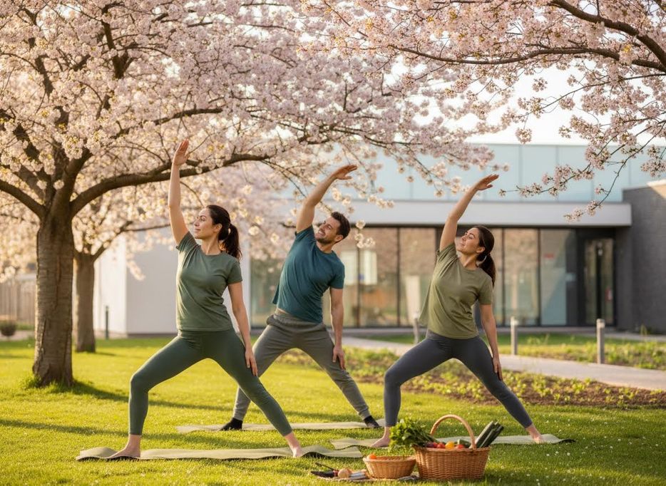 Outdoor Yoga Under Cherry Blossoms