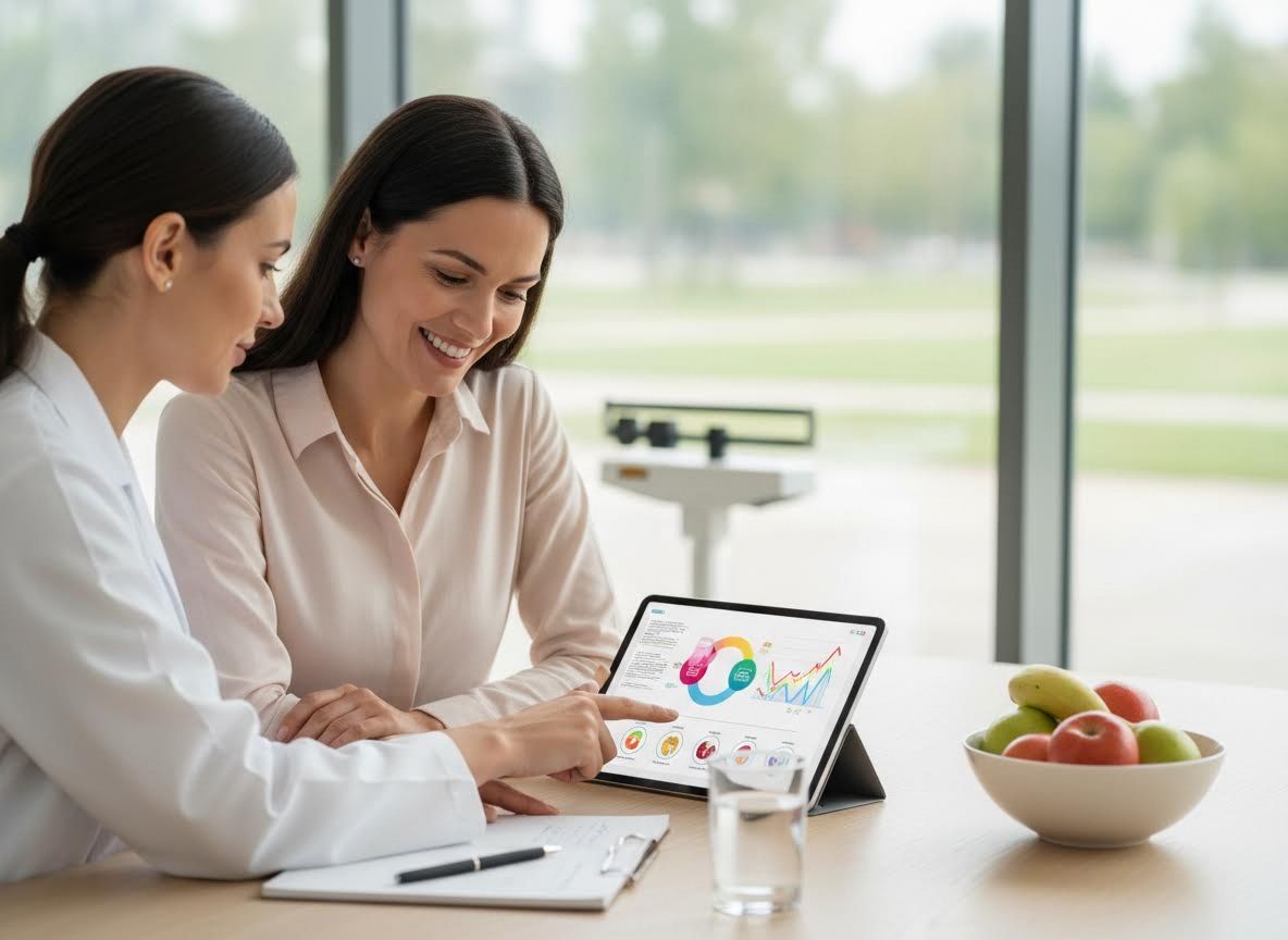 Doctor and patient reviewing health data on a tablet