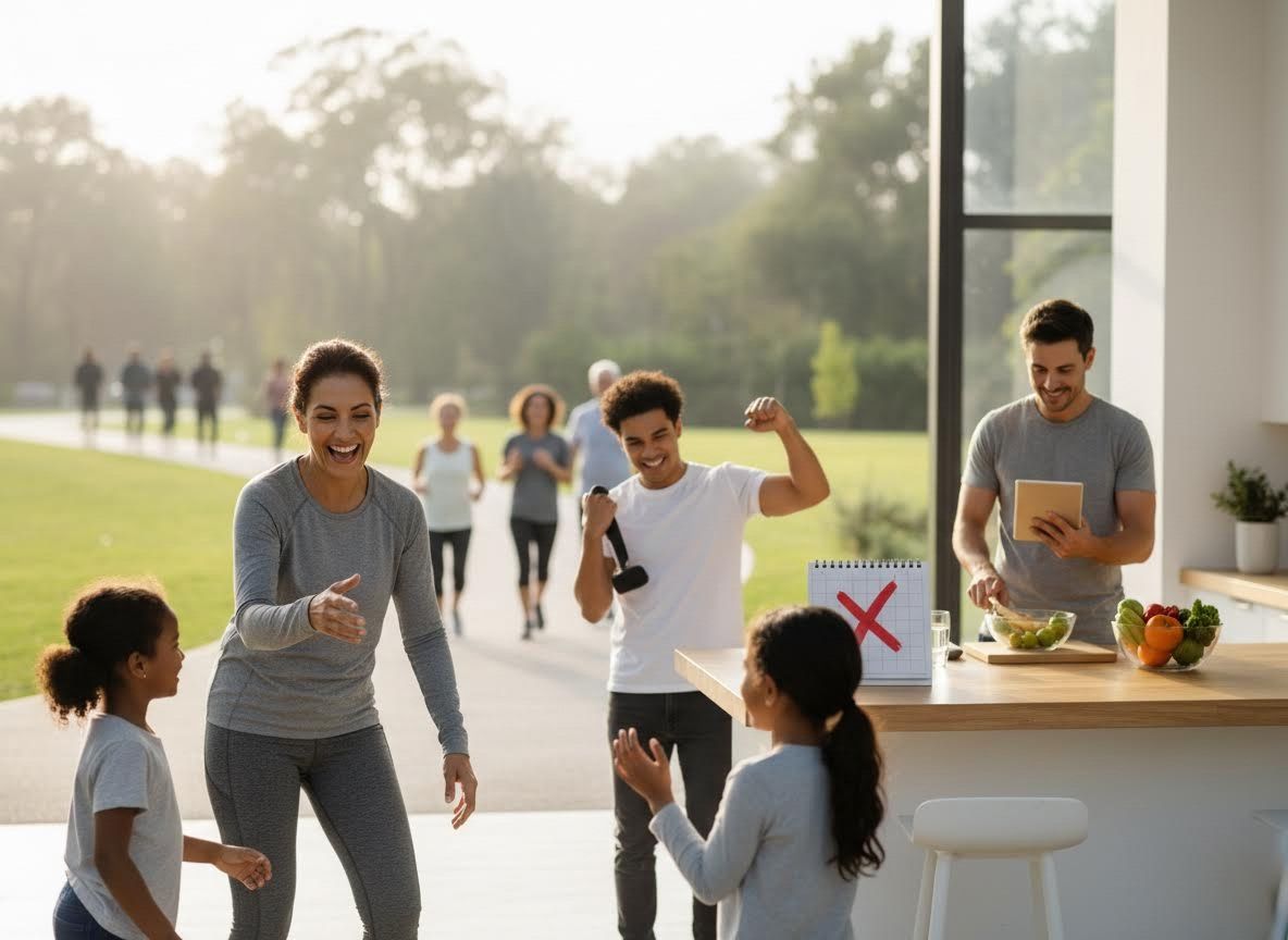 Family enjoying active lifestyle and healthy eating