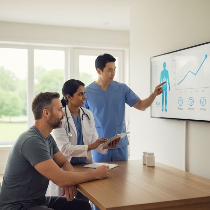 Doctor and patient discussing chart Doctor and patient discussing chart