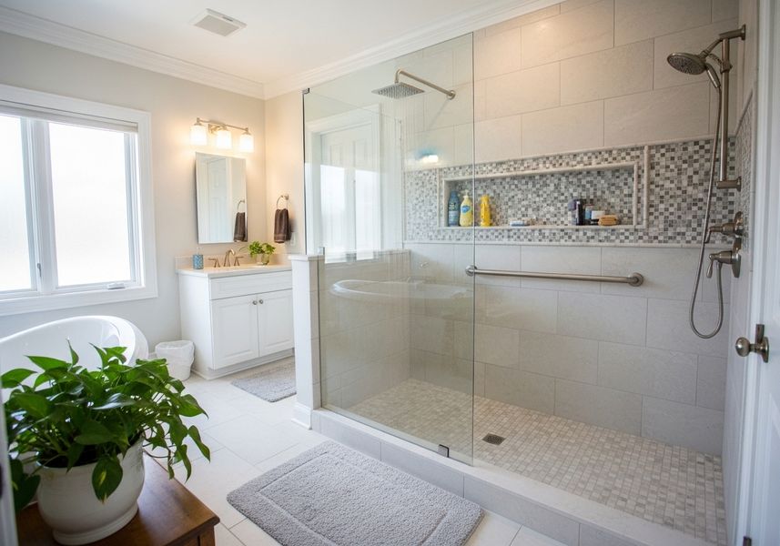 Accessible bathroom with walk-in shower