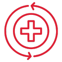 icon of cycle with plus sign, recovery