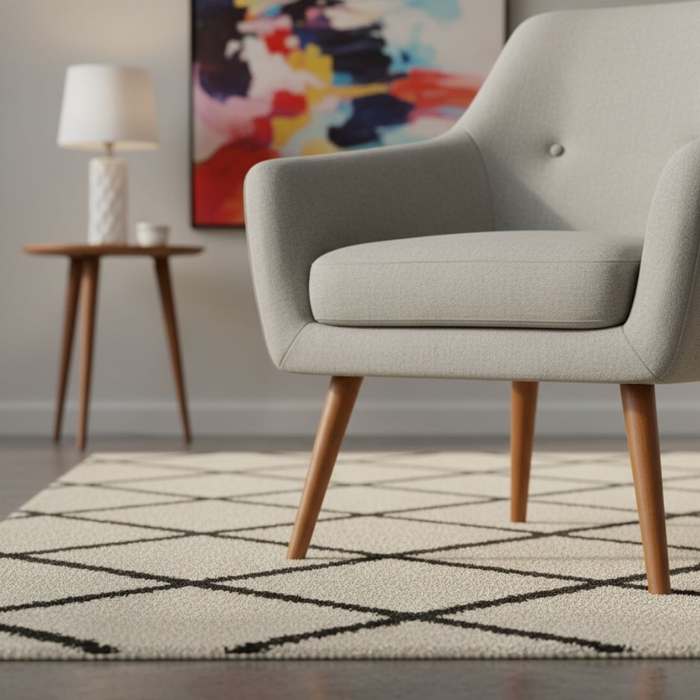 chair and table with tall wooden legs