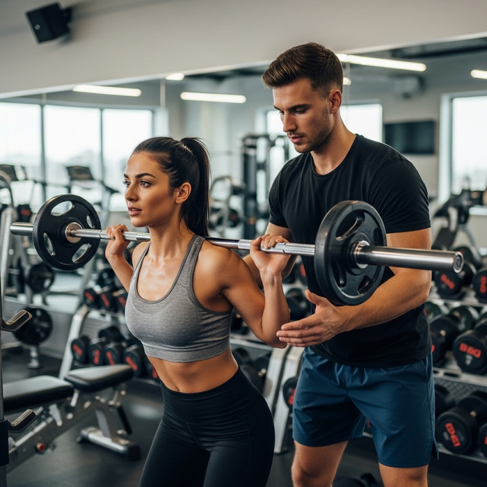 two friends working out together
