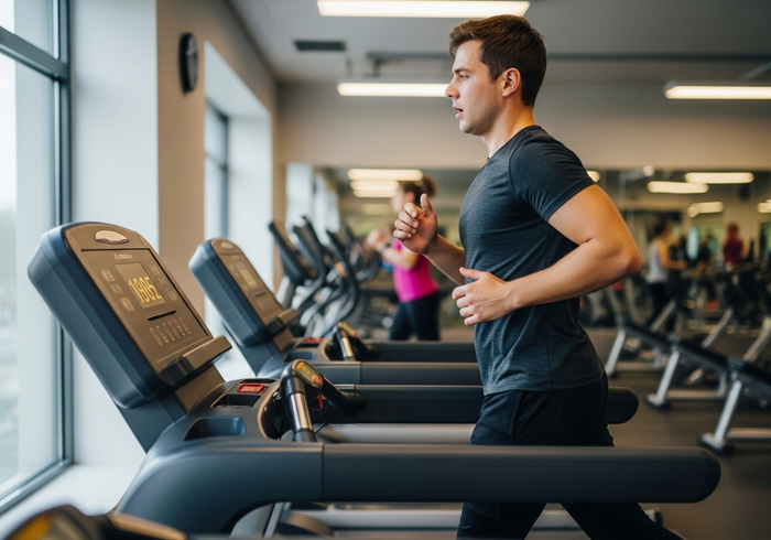 person running on a treadmill