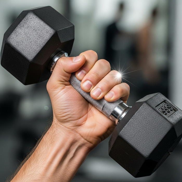 hand holding a dumbbell