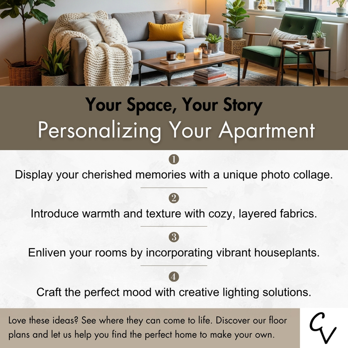 Infographic that lists ways to personalize your apartment Infographic that lists ways to personalize your apartment