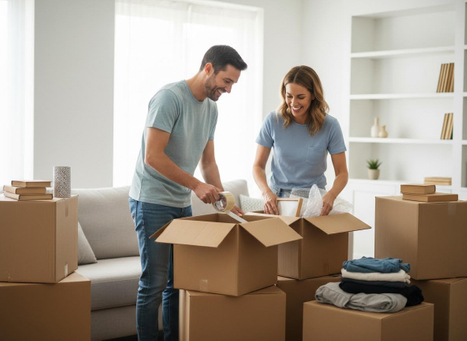couple packing boxes to move