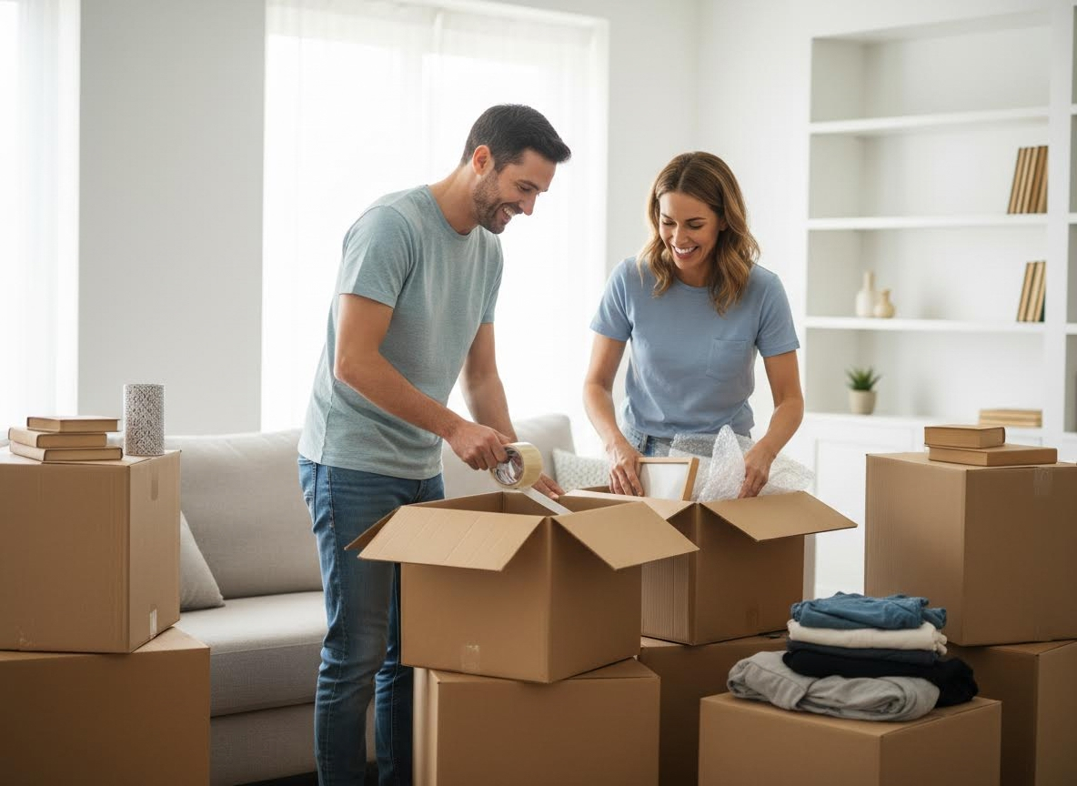 couple packing boxes to move