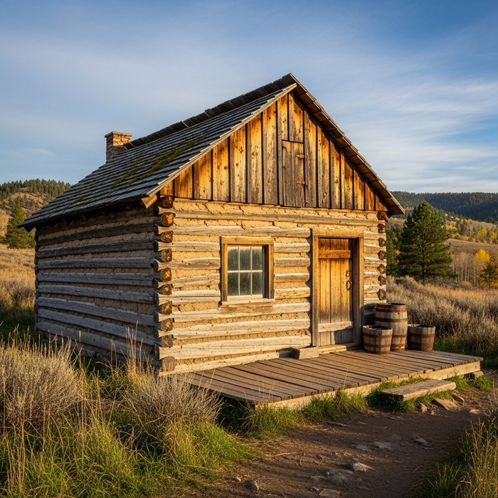 A historic wooden pioneer building