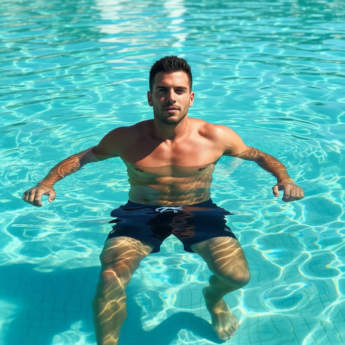 man in a pool