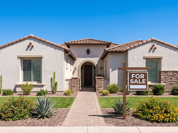scottsdale home with for sale sign in yard